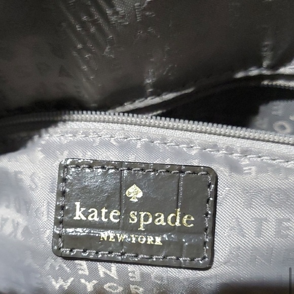 Kate Spade Gray Croc-Embossed Satchel with Gold Hardware  NWOT - Picture 9 of 14